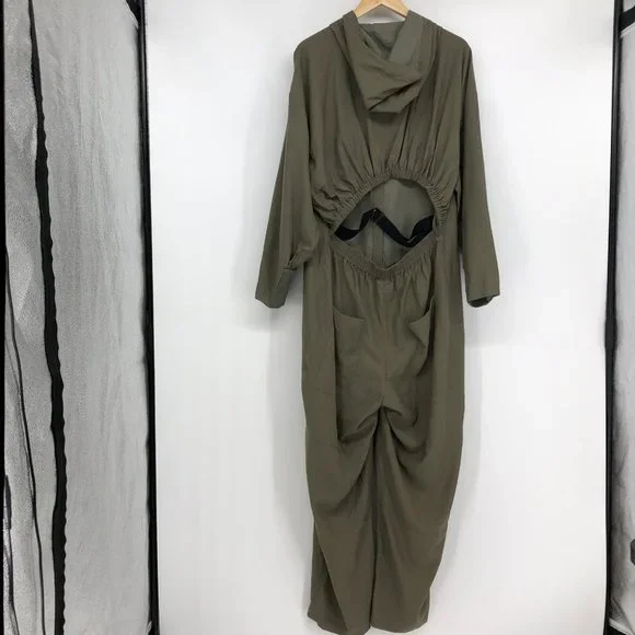 Tibi NWT Washed Viscose Utility Hoodie Jumpsuit in Moss Green LG - Picture 4 of 16